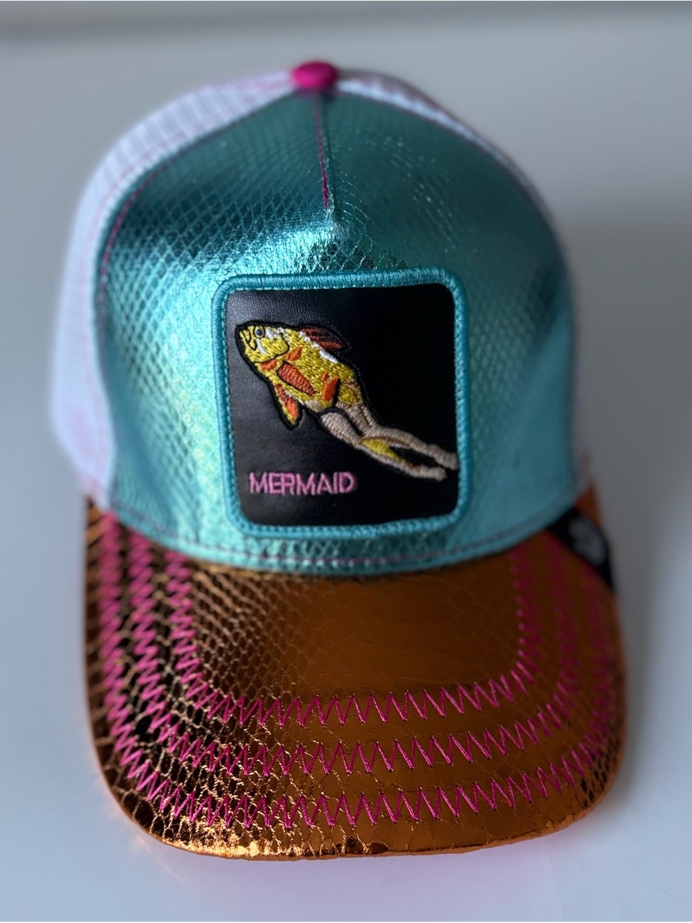 Rare Goorin Bros Animal Farm “Ocean Rudeness” Mermaid Trucker Hat Snapback - Picture 8 of 12